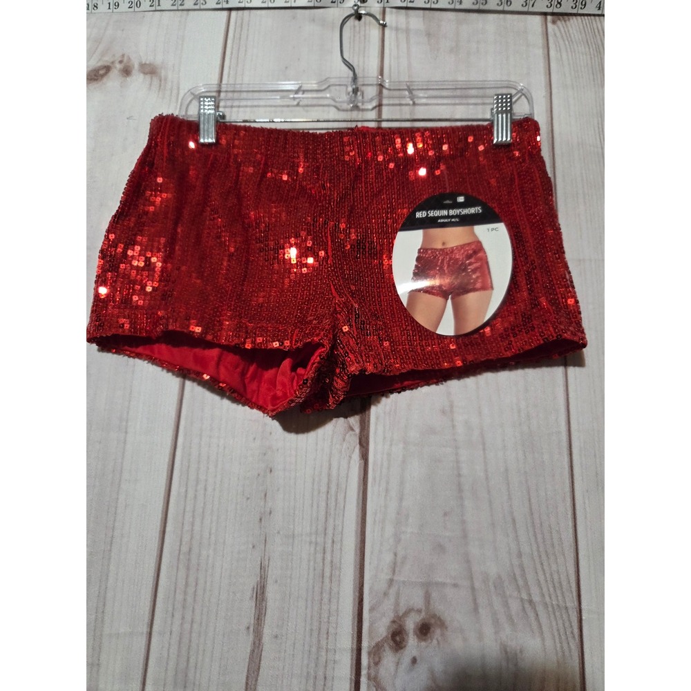 Suit Yourself Red Sequin Boyshorts Women M/L Costume Dance‎ Festival Shorts NEW